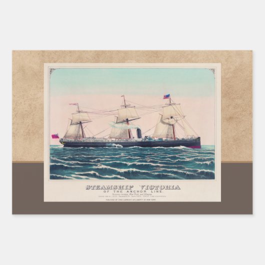 Steamship Victoria of the Anchor Line, 1876 Inpakpapier Vel (Voorkant 3)
