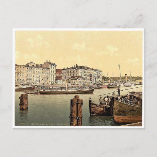 Steamship wharf, Stettin Harbour, Pommerina, Germa Briefkaart (Voorkant)