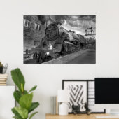 Steamtrein HDR in zwart-wit Poster (Thuiskantoor)