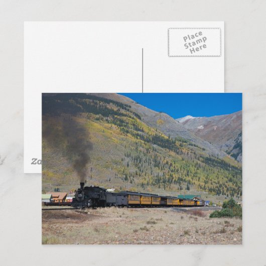 Steamtrein vertrekt de stad briefkaart (Voorkant / Achterkant)