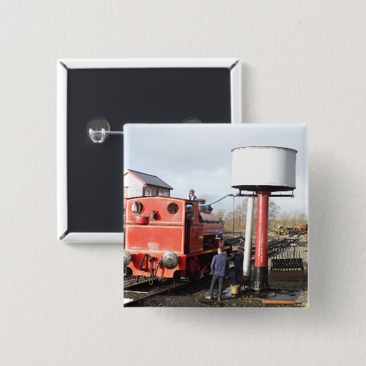 STEAMTREIN VIERKANTE BUTTON 5,1 CM (Voorkant /achterkant)
