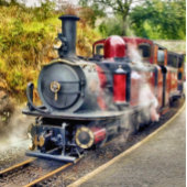 STEAMTREIN VIERKANTE BUTTON 5,1 CM