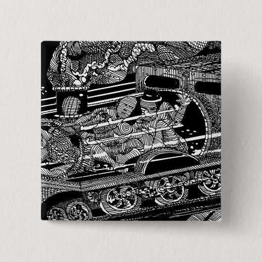 STEAMTREIN VIERKANTE BUTTON 5,1 CM (Voorkant)