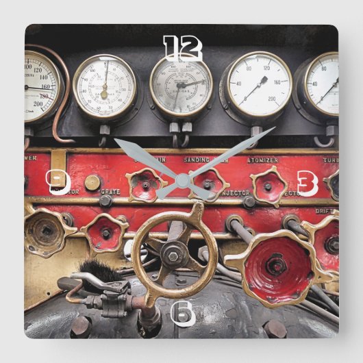 STEAMTREIN VIERKANTE KLOK (Voorkant)