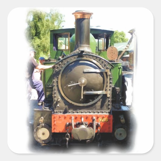 STEAMTREIN VIERKANTE STICKER (Voorkant)