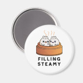 Steamy Funny Dimsum Bao Pun vullen Magneet (Voorkant / Achterkant)