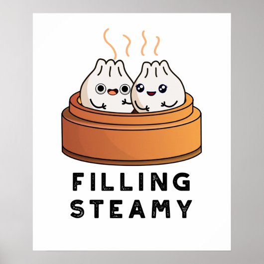 Steamy Funny Dimsum Bao Pun vullen Poster (Voorkant)