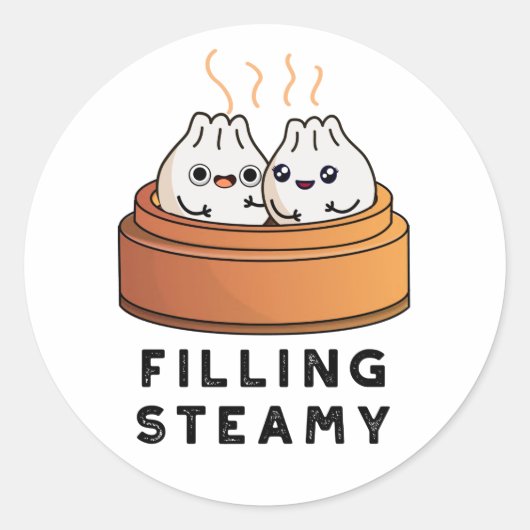 Steamy Funny Dimsum Bao Pun vullen Ronde Sticker (Voorkant)