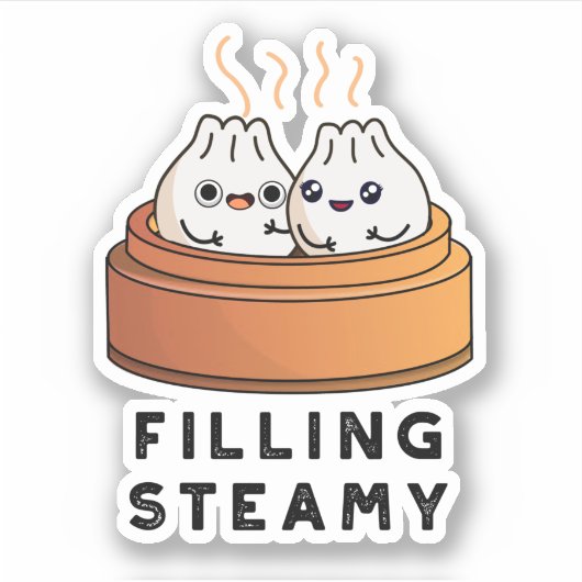 Steamy Funny Dimsum Bao Pun vullen Sticker (Voorkant)