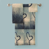 Steamy Hearts Blue Beige Black Bad Handdoek