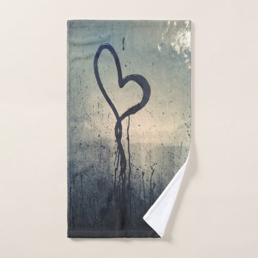 Steamy Hearts Blue Beige Black Bad Handdoek (Handdoek)