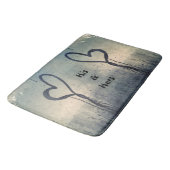 Steamy Hearts Zijn en Hare Beige Blauw Grijs Badmat (Gekanteld)