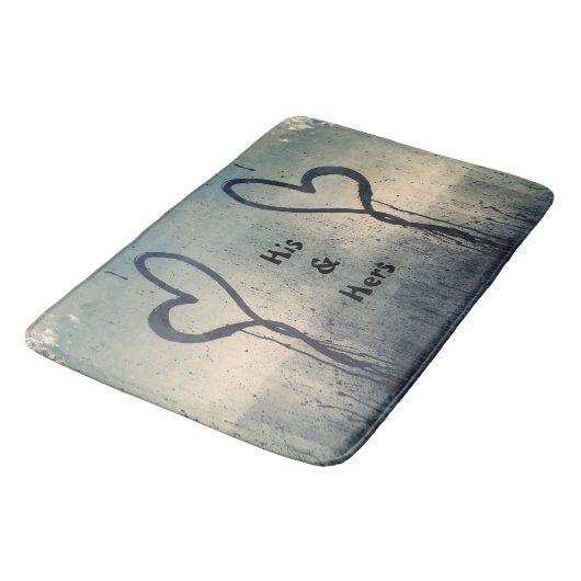 Steamy Hearts Zijn en Hare Beige Blauw Grijs Badmat (Gekanteld)