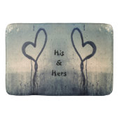 Steamy Hearts Zijn en Hare Beige Blauw Grijs Badmat (Voorkant)
