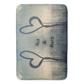 Steamy Hearts Zijn en Hare Beige Blauw Grijs Badmat (Voorkant Verticaal)