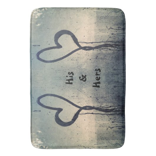 Steamy Hearts Zijn en Hare Beige Blauw Grijs Badmat (Voorkant Verticaal)
