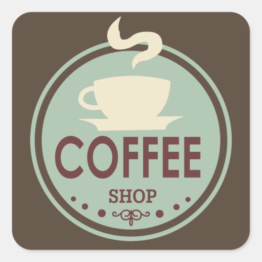Steamy Koffiewinkel woord art business sticker (Voorkant)