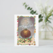 Steamy Plum Pudding Vintage Kerstmis Feestdagenkaart (Staand voorkant)