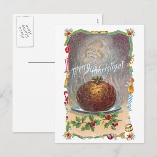 Steamy Plum Pudding Vintage Kerstmis Feestdagenkaart (Voorkant / Achterkant)