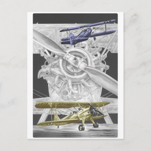 Stearman Biplane Briefkaart (Voorkant)