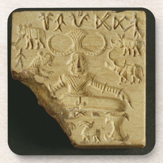 Steatite Pasupati, zeehond Mohenjodaro, 2300-1750  Drankjes Onderzetter (Voorkant)