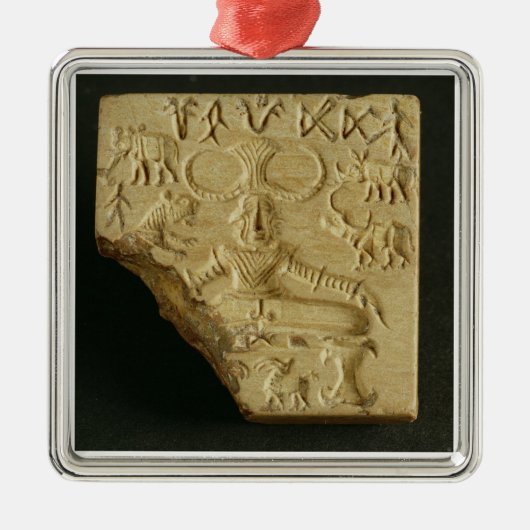 Steatite Pasupati, zeehond Mohenjodaro, 2300-1750 Metalen Ornament (Voorkant)