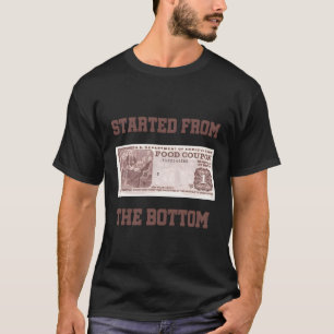Sted van onderste voedsel stempel coupon t-shirt