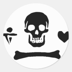 Stede Bonnet authentieke piratenvlag Ronde Sticker
