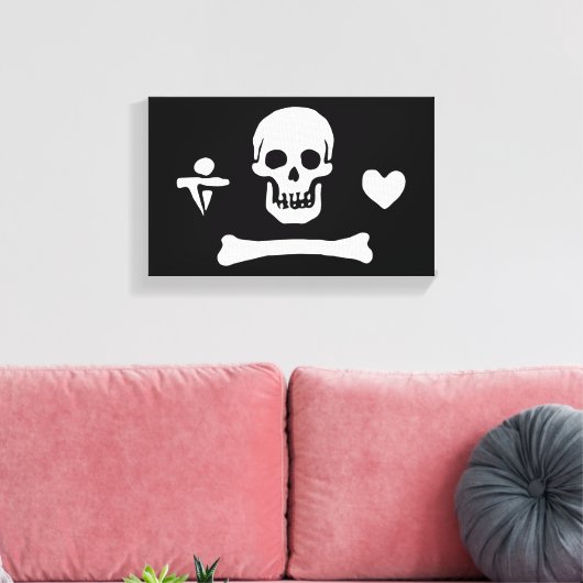 Stede Bonnet Pirate Flag Jolly Roger Canvas Afdruk (Insitu (Woonkamer))