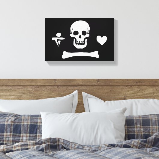Stede Bonnet Pirate Flag Jolly Roger Canvas Afdruk (Insitu (Slaapkamer))