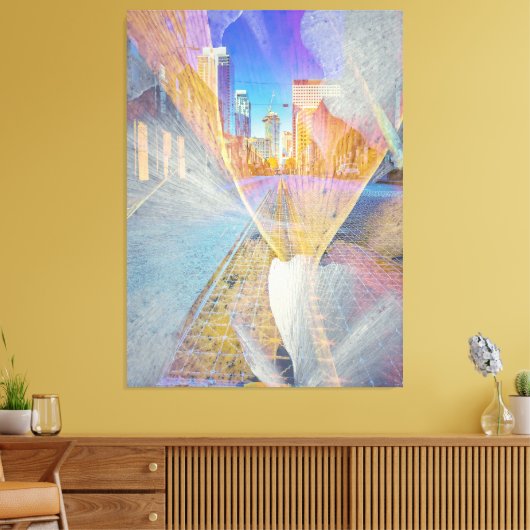 stedelijk Abstract stadsbeeld Canvas Afdruk (Insitu (Woonkamer))