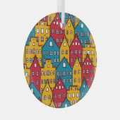 Stedelijk abstract: stadspatroon glas ornament (Voorkant Rechts)