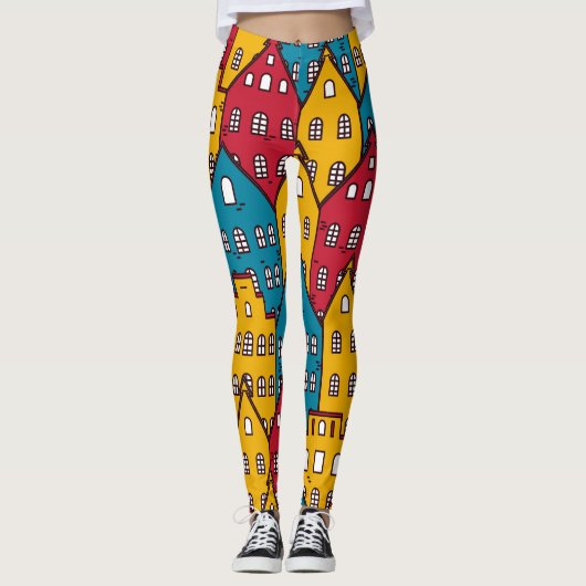 Stedelijk abstract: stadspatroon leggings (Voorkant)