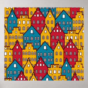 Stedelijk abstract:  stadspatroon poster