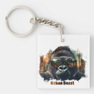 Stedelijk Beest Gorilla met Zonnebril Sleutelhanger