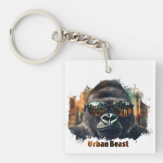 Stedelijk Beest Gorilla met Zonnebril Sleutelhanger (voorkant)
