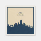 Stedelijk blauw Moderne Stad skyline Trouwbestemmi Servet (Voorkant)