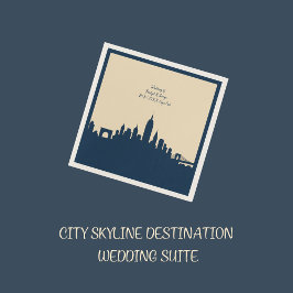 Stedelijk blauw Moderne Stad skyline Trouwbestemmi Servet