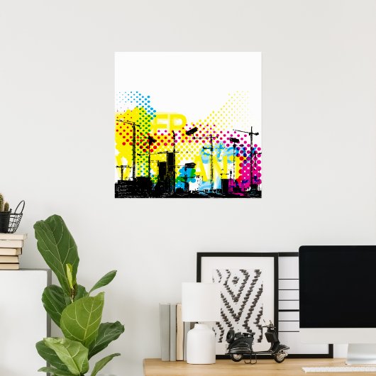 Stedelijk dystopisch landschap poster (Thuiskantoor)