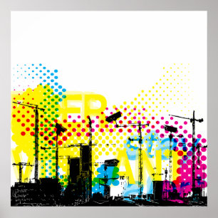 Stedelijk dystopisch landschap poster