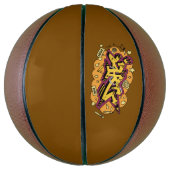 Stedelijk geel en oranje graffiti handschrift basketbal (Verticaal)