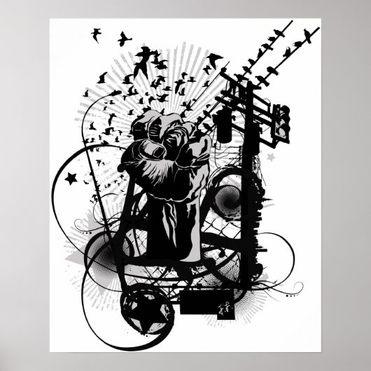 Stedelijk geïllustreerde vuist met Krogen, graffit Poster (Voorkant)