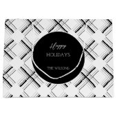 Stedelijk grijs tartanpatroon met zwarte geometrie groot cadeauzakje (Voorkant)