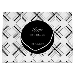 Stedelijk grijs tartanpatroon met zwarte geometrie groot cadeauzakje