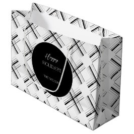 Stedelijk grijs tartanpatroon met zwarte geometrie groot cadeauzakje