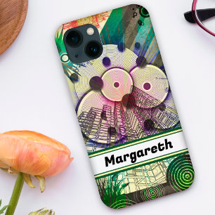 Stedelijk groen abstract ontwerp gepersonaliseerd Case-Mate iPhone case
