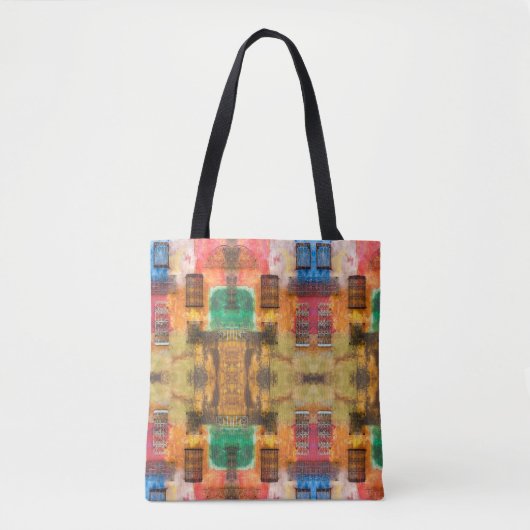 Stedelijk ijzerwerk, geverfde muur, bakstenen muur tote bag (Voorkant)