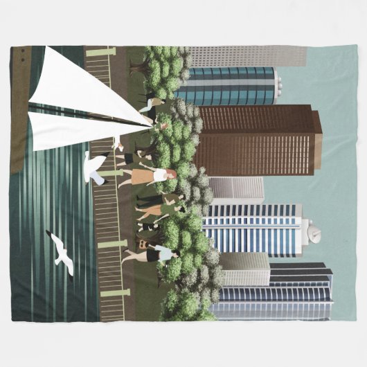 Stedelijk landschap fleece deken (Voorkant (Horizontaal))