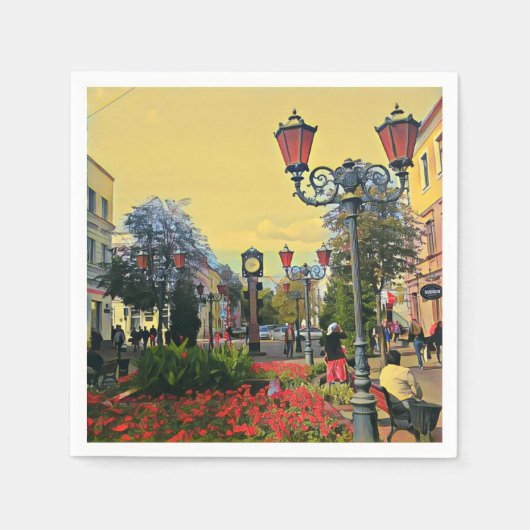Stedelijk landschap — kleurrijk papier — Napkin Servetten (Voorkant)