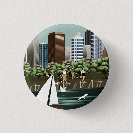 Stedelijk landschap ronde button 3,2 cm (Voorkant)